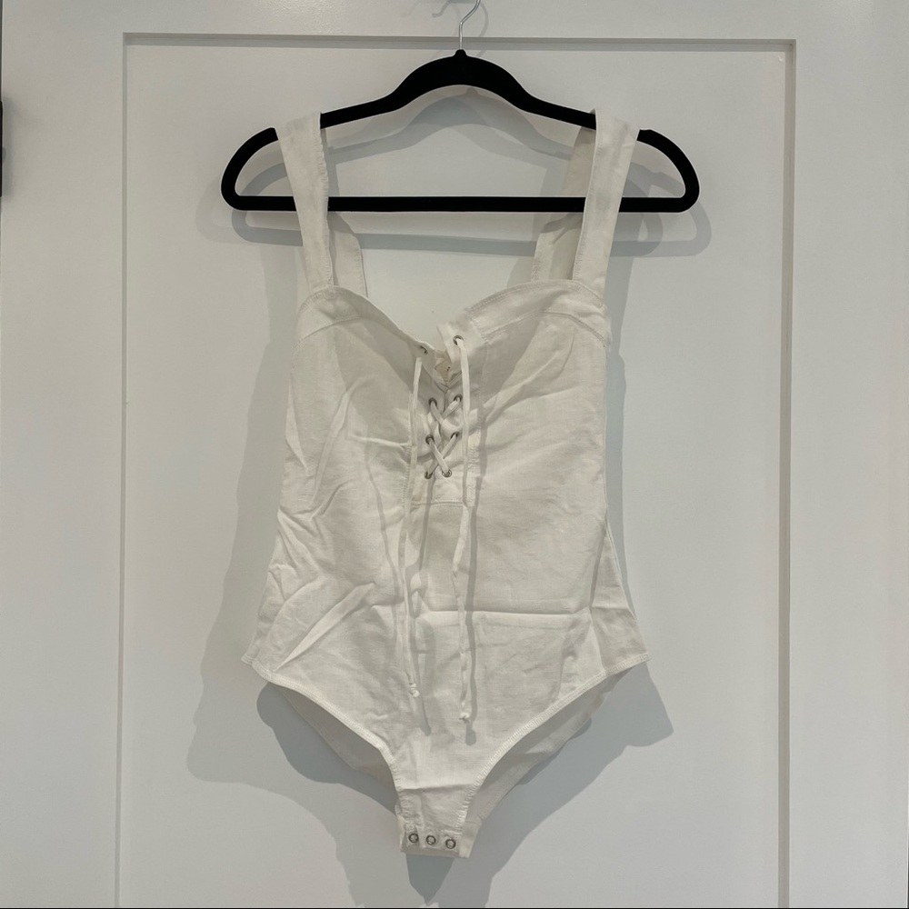 Style Addict White Lace Up Bodysuit